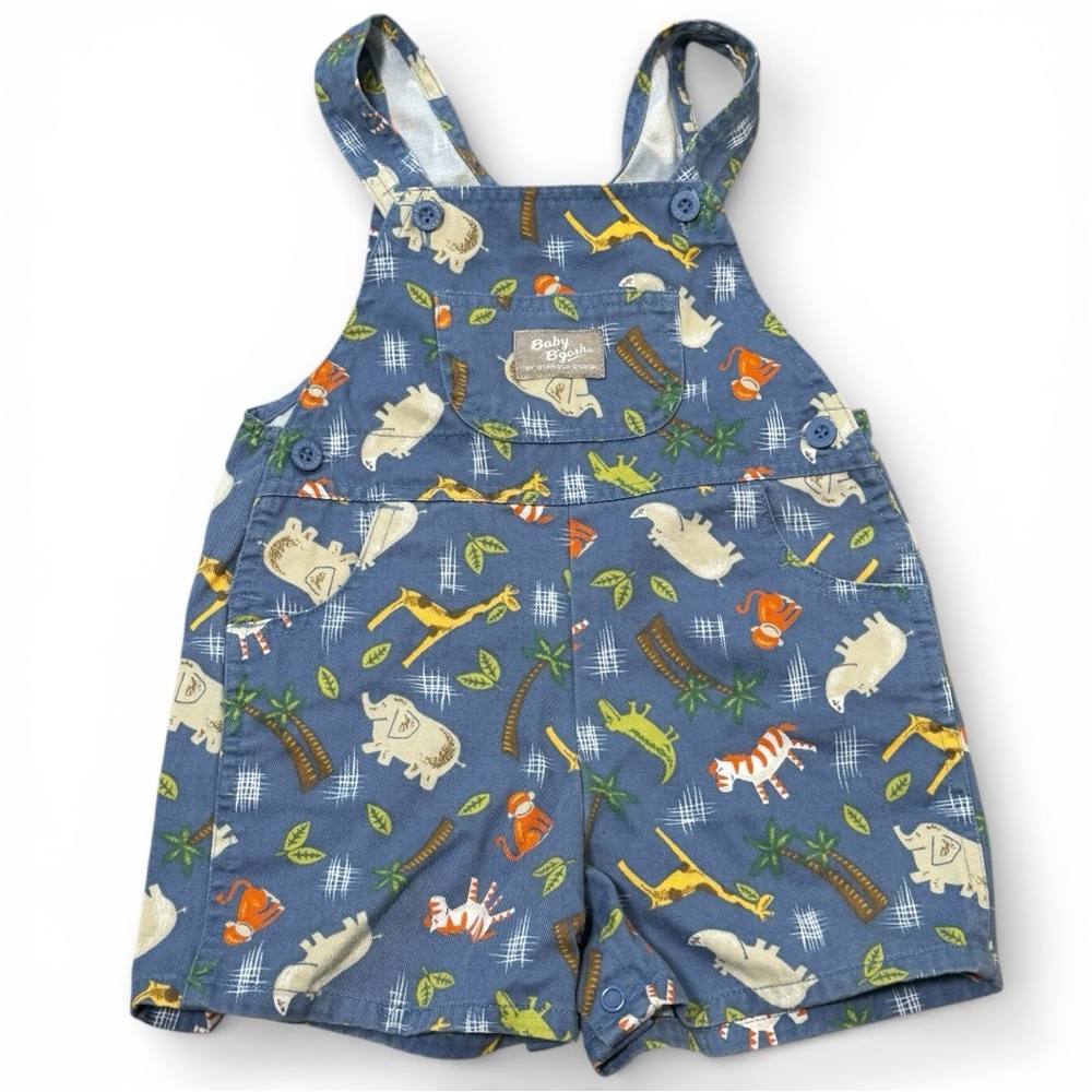 Vintage Osh Kosh b’gosh Safari Zoo animals overalls shortalls 24m
